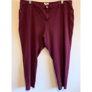 Cato 24W Burgundy/Wine Skinny Jeggings w/ Pockets